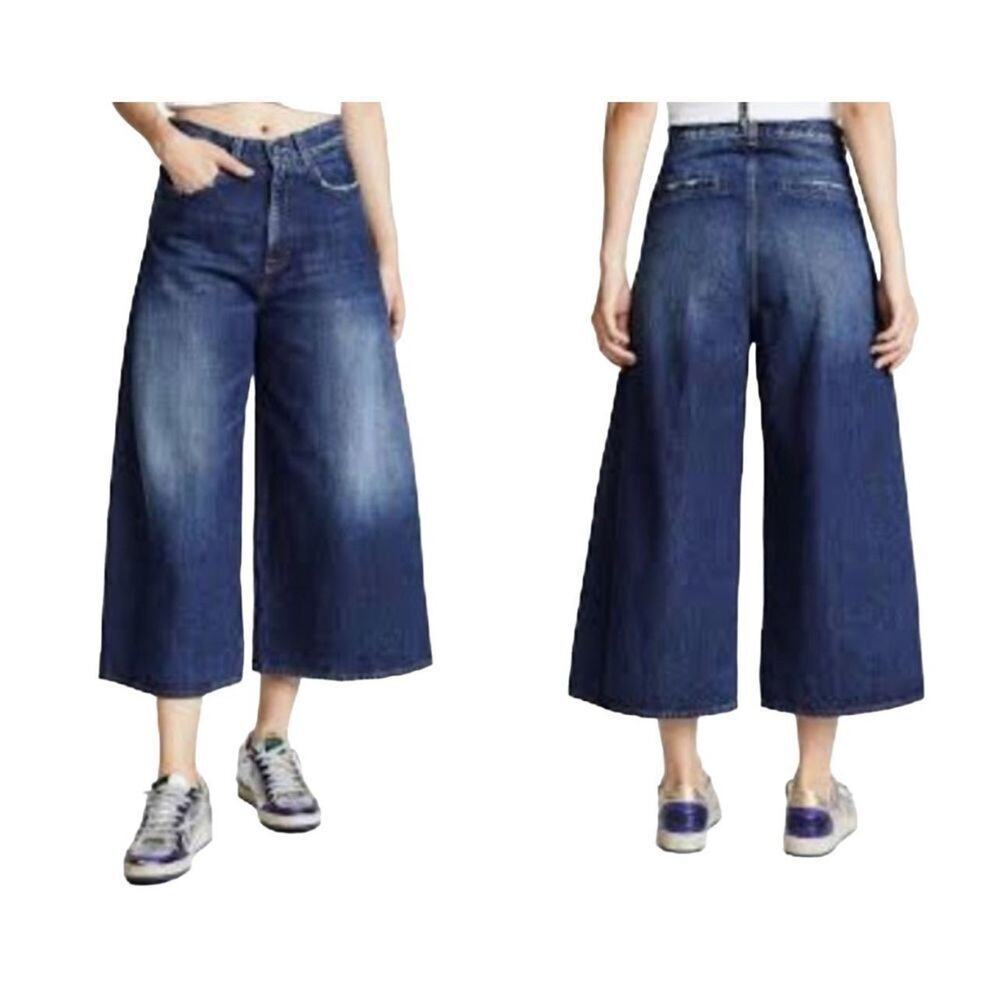 PRPS Women's Gaucho Cropped‎ Wide Leg Jeans Dark Wash 100% Cotton Size 26 New